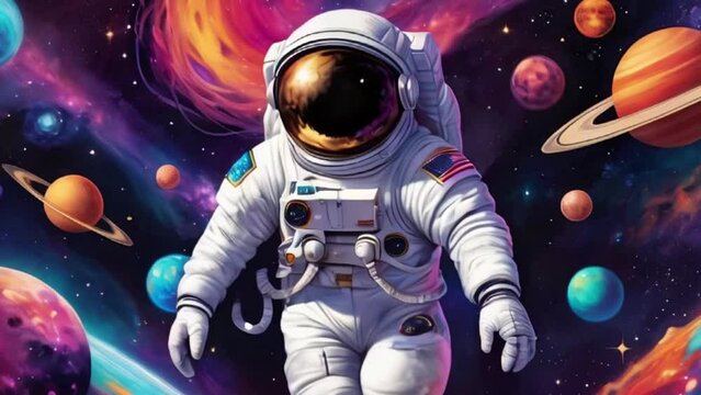 vibrant colorful space astronaut 