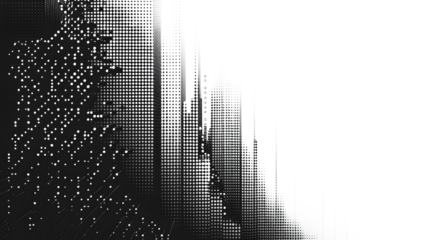 Futuristic abstract horizontal semitone, Black jagged lines half tone, on white and transparent background