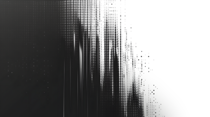 Futuristic abstract horizontal semitone, Black jagged lines half tone, on white and transparent background