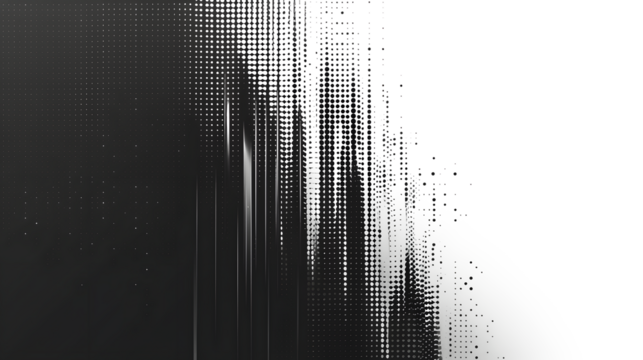 Futuristic abstract horizontal semitone, Black jagged lines half tone, on white and transparent background