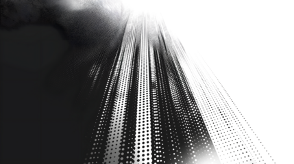 Futuristic abstract horizontal semitone, Black jagged lines half tone, on white and transparent background