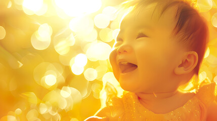 Fototapeta premium Child CareSun FlareChange FutureAlarm DreamBaby CryHoliday ByeUp HoldBright KidLine SunrisePoor WinCold TimeNew LifeNo WarWorld PeaceStop ConflictSave LoveCasual FallJoy SunlightFear : Generative AI
