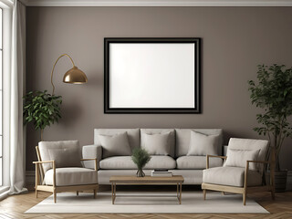 Living Room Wall Poster Display in Modern Interior Design.