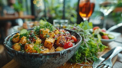 Eco-conscious travelers enjoying a meal at a zero-waste restaurant