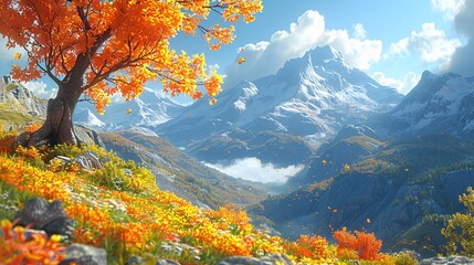 A dynamic 3D cartoon scene depicting a thrilling adventure through rugged mountains.