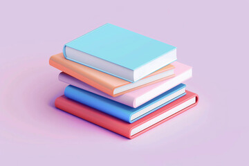Fototapeta premium Cartoon book 3D rendering, education learning concept illustration
