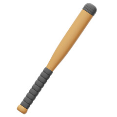 Baseball Bat 3D Rendering Icon Isolated Transparent Background