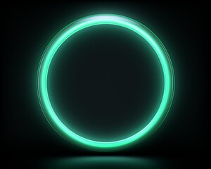 Obraz premium A glowing green neon circle on a black background.
