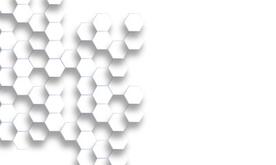 Abstract white hexagon pattern background. Abstract hexagon technology design background. Futuristic honeycomb mosaic white background. Vector Illustration. 