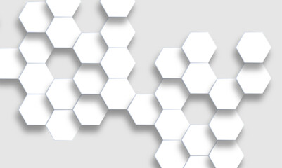 Abstract white hexagon pattern background. Abstract hexagon technology design background. Futuristic honeycomb mosaic white background. Vector Illustration. 