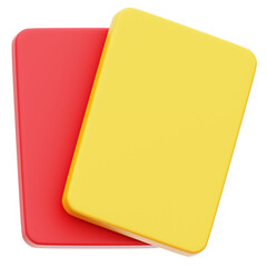 Yellow & Red Card 3D Rendering Icon Isolated Transparent Background