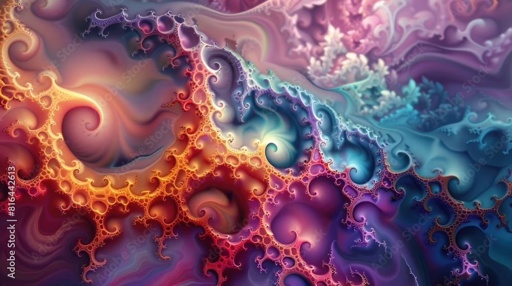 Poster fractal background with abstract colors