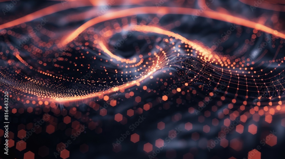 Poster digital wallpaper and technology background featuring abstract spiral cyber geometry surfaces lines 