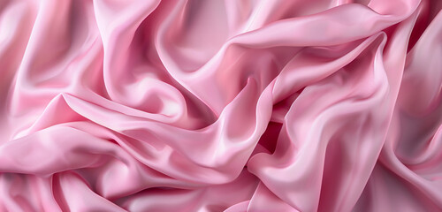 Obraz premium Gentle pink wrinkled cloth in widescreen view.