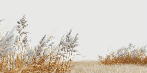 Obraz premium Tall botanical dune straw grass isolated on a background with foliage