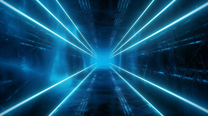 Futuristic Tunnel Illuminated by Blue Lights