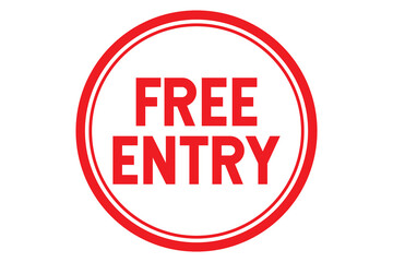 free entry red grunge square stamp on white