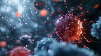 Fototapeta premium Close Up of a Red Virus