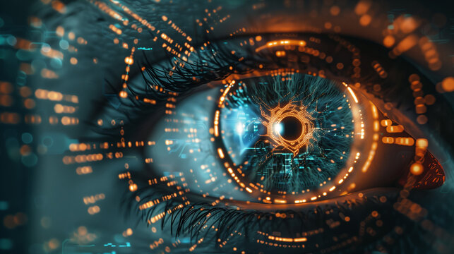 Cybernetic Eye Scanning Futuristic Background