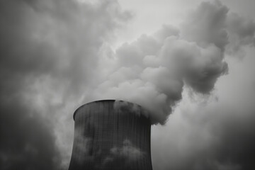 Majestic Cooling Tower Against Dramatic Sky