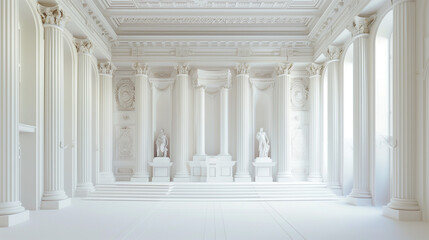 Fototapeta premium Elegant White Room With Pillars and Columns