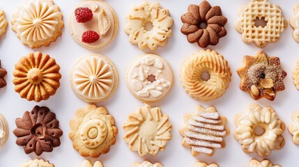 Fototapeta premium Cookies displayed on a white backdrop