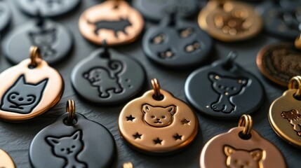 Custom Pet Identification Tags with Engraved Designs and Symbols