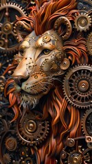 Fototapeta premium Lion Steampunk Cyborg