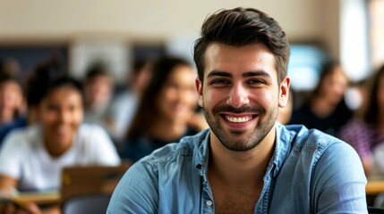 Fototapeta premium portrait cheerfully of teacher in the class