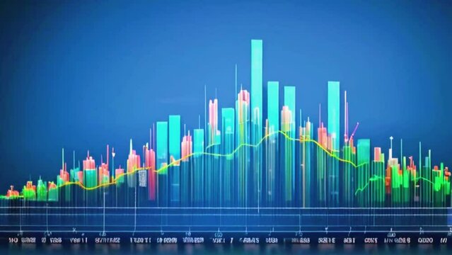 Display a bar chart depicting the top gainers and losers in the stock market for the current trading day, 4K stock market graph Background High-Quality Hyper-realistic Animation Video