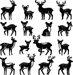 deer silhouette set vector