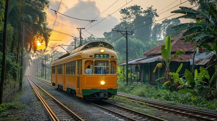 Fototapeta premium Tram Tales: Embarking on a Historic Adventure in Indonesia