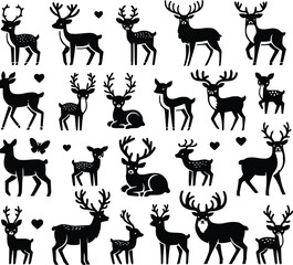 deer silhouette set vector