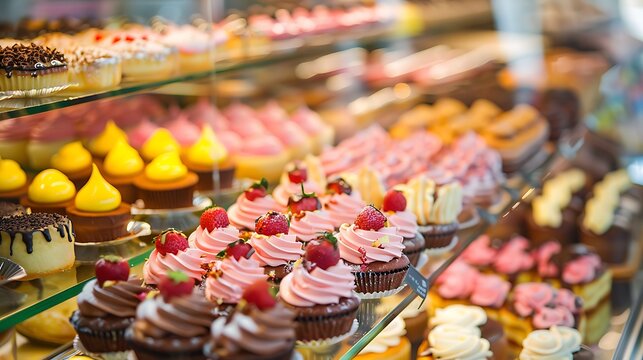 Sweet temptations in the bakery showcase