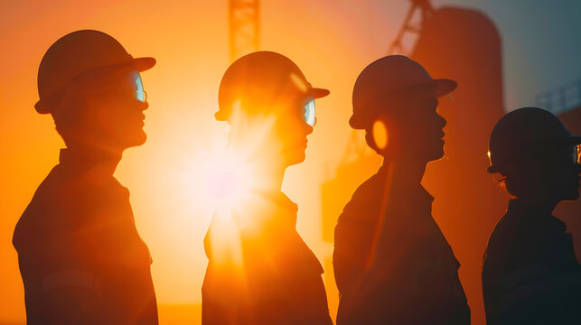 Construction 2024 concept Silhouette of staff as a team to prepare to welcome the 2024Happy New Year 2024 : Generative AI