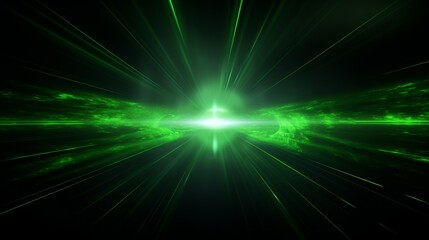 Bright green laser beams in space