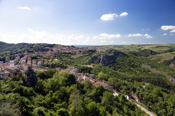Aerial view of Calitri a small town in the Avellino province (Italy)