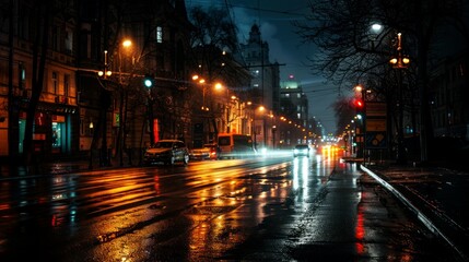 Obraz premium landscape night stree of city modern, background