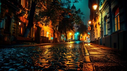 landscape night stree of city modern, background