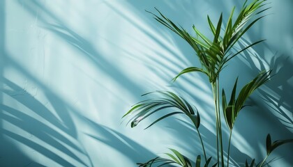 Blurred Shadow From Palm Tress with blue wall