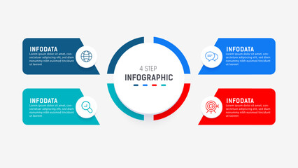 Four Step Infographic element design Vector template for presentation. process diagram and presentations step, workflow layout, banner, flow chart, info graphic vector illustration.