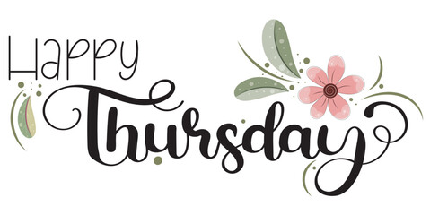Happy THURSDAY. Hello Thursday vector days of the week with flowers and leaves. Illustration (Thursday)