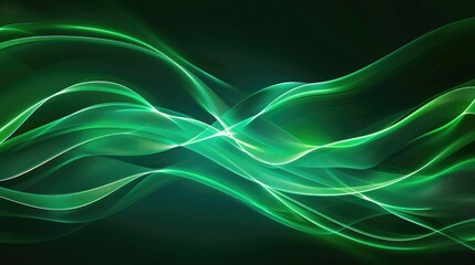 Abstract background with a soft beam and curved motion in green laser trends