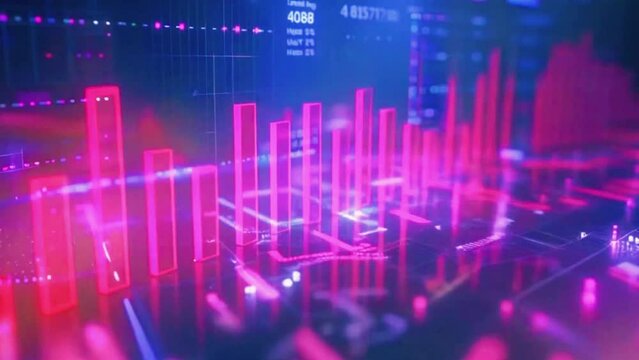 Display a bar chart depicting the top gainers and losers in the stock market for the current trading day, 4K stock market graph Background High-Quality Hyper-realistic Animation Video