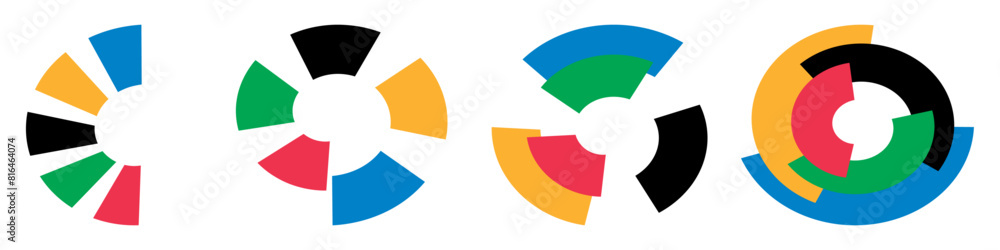 Poster set of olympics round design elements. bright multi-colored circles logos collection