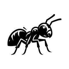 Black ant logo design. Vector illustration of a black silhouette ant