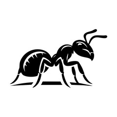 Black ant logo design. Vector illustration of a black silhouette ant
