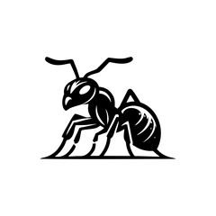 Black ant logo design. Vector illustration of a black silhouette ant