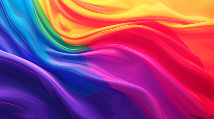 Obraz premium An abstract gradient rainbow smooth wave in glossy texture with copy space for text. Background design for the Pride month festival or a creativity idea.