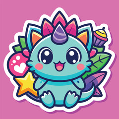 illustration of a cute trending and aesthetic sticker retro color